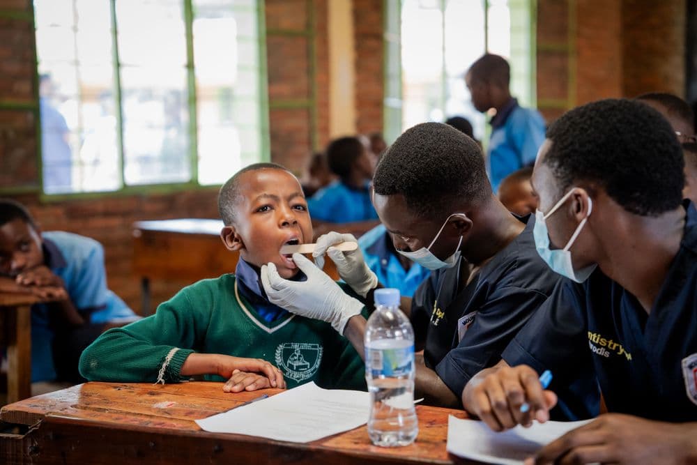 A child receiving a routine checkup
